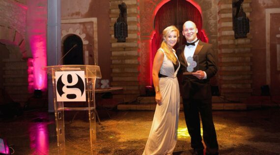 TV's Helen Skelton gets to meet InsideAsia's James Mundy twice at the Guardian Travel Awards