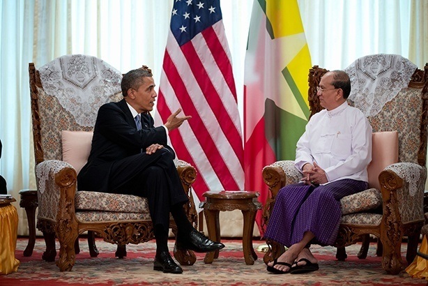 Burma's current president, Thein Sein, meets President Obama in 2012. InsideBurma Tours