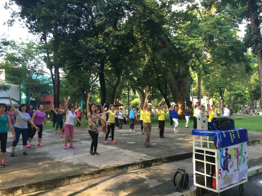 Aerobics in Vietnam park