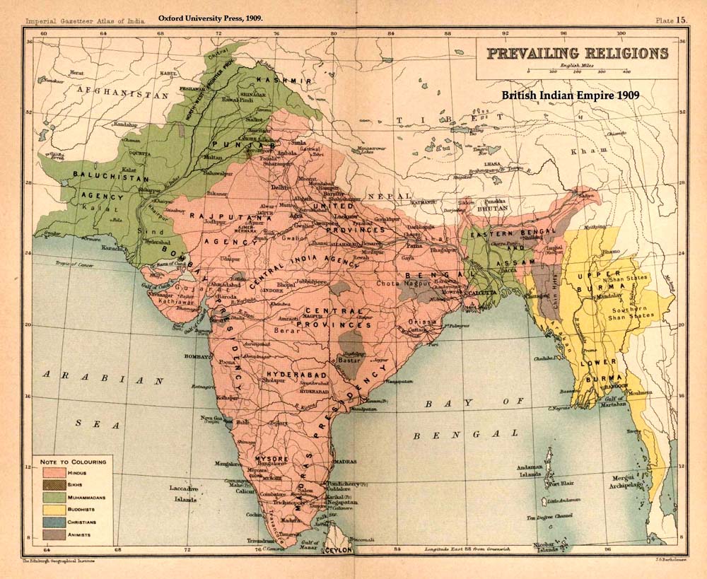 Map of the British Raj in 1909