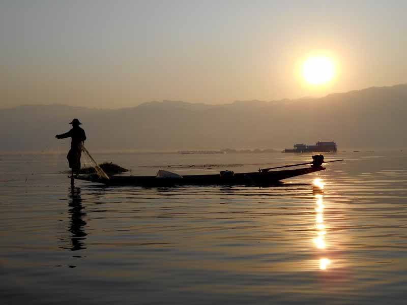 A traditional boat on Inle Lake