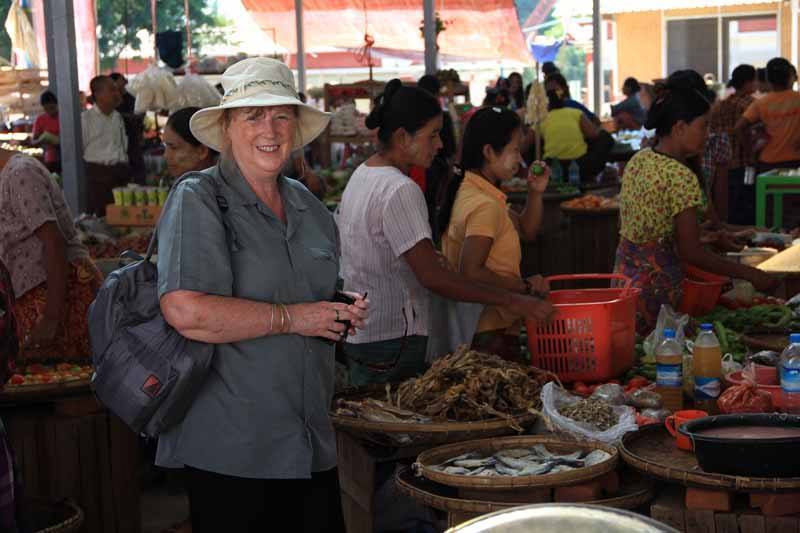 Lesley at the market in Bagan