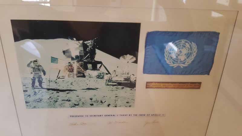 A space suit badge donated to U Thant by the crew of Apollo 15