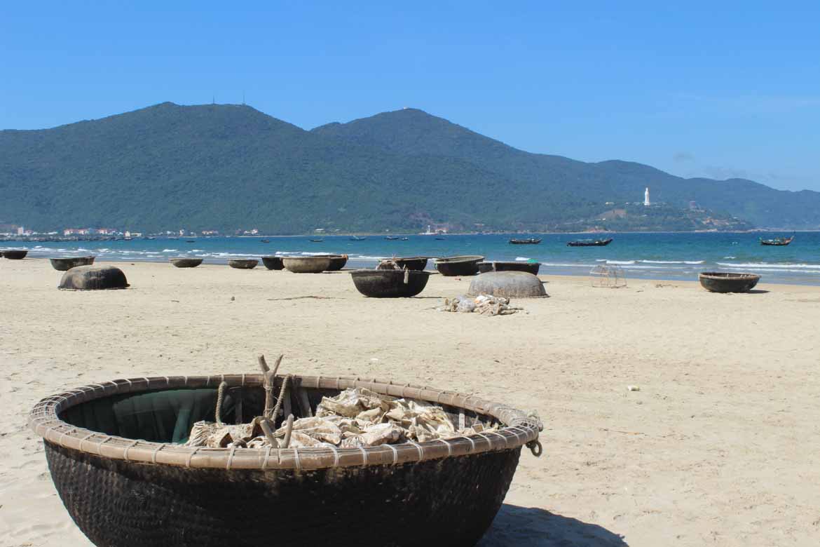 Basket boats on Danang Beach