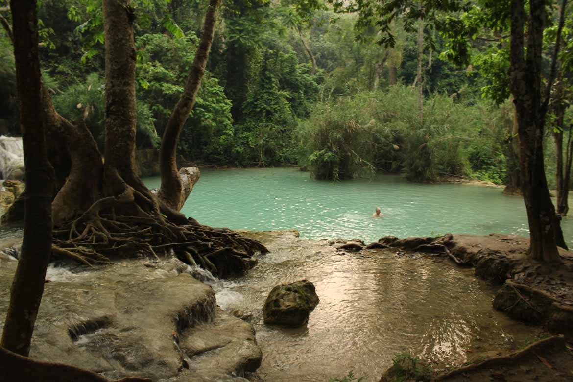 Take a swim at Kuang Si Falls