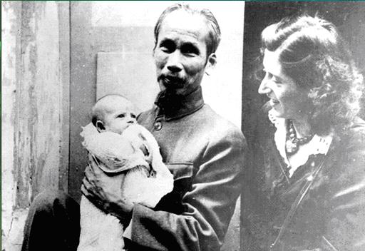 Ho Chi Minh with his goddaughter, Elizabeth Aubrac, and her mother, Lucie, in 1946.