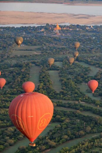 Hot air ballooning over Bagan