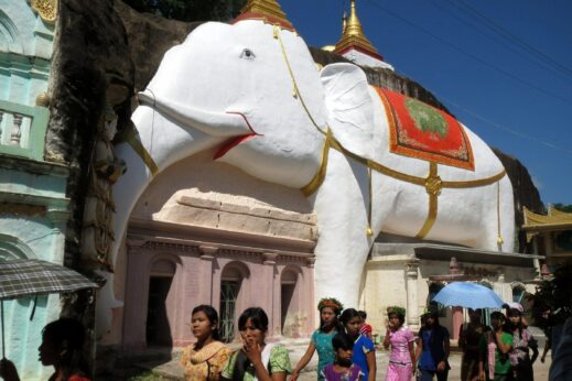 A giant white elephant at Shwe Ba Taung Burma (Myanmar)