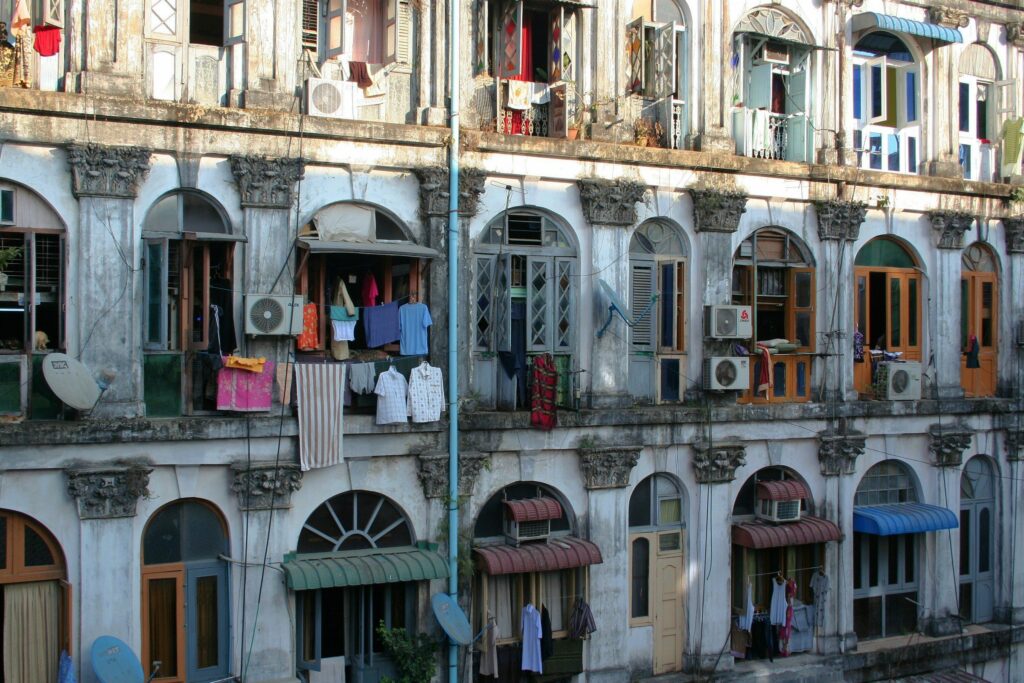 Colonial-style houses in Yangon, Burma (Myanmar)