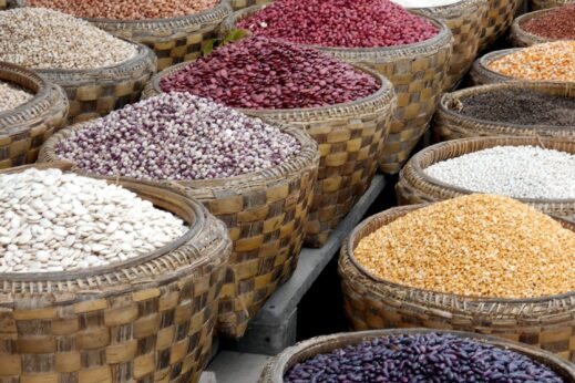 Seeds and grains at a market, honeymoon in Burma