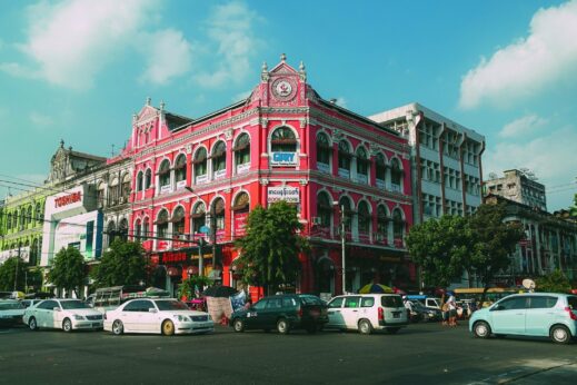 Colonial building in Yangon, honeymoon in Burma (Myanmar) 