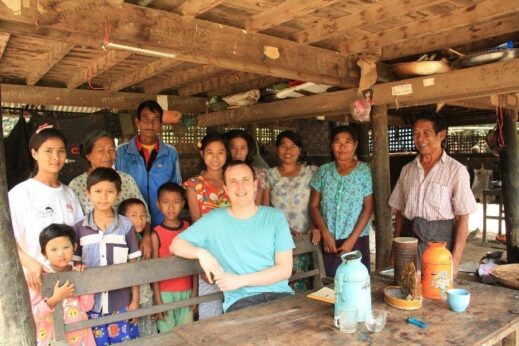 Liam with a family of chillum makers in Hsithe, Burma (Myanmar)