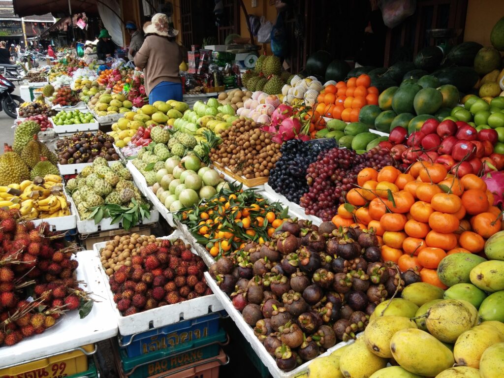 Fruit and vegetable market in Vietnam