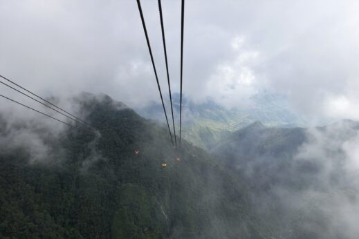 Cable car through the clouds in Sapa in Vietnam